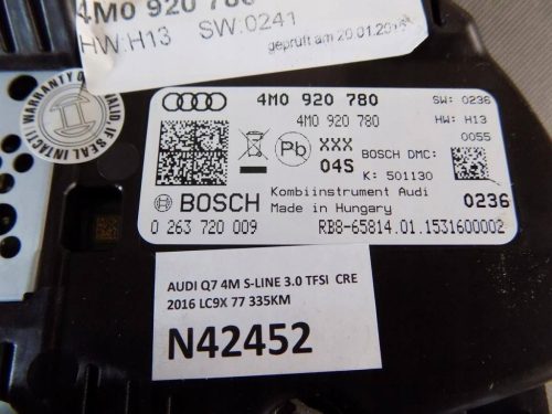 Audi Q7 4M km óracsoport 4M0920780