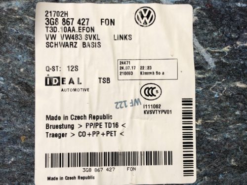 Volkswagen Arteon bal oldali csomagtér kárpit 3G8867427