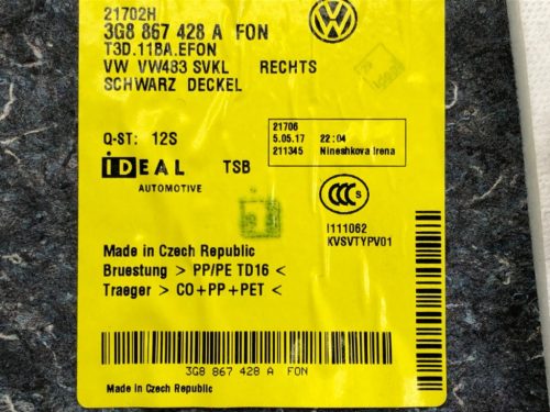 Volkswagen Arteon jobb oldali csomagtér kárpit 3G8867428A