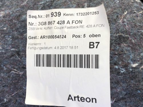 Volkswagen Arteon jobb oldali csomagtér kárpit 3G8867428A