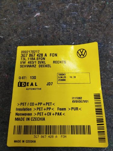 Volkswagen Arteon Kombi jobb csomagtér kárpit 3G7867428A