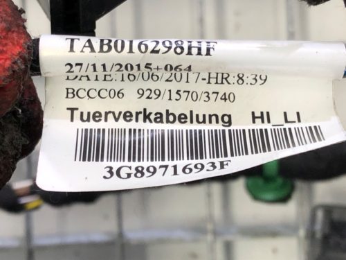 Volkswagen Arteon bal hátsó ajtó kábel 3G8971693F